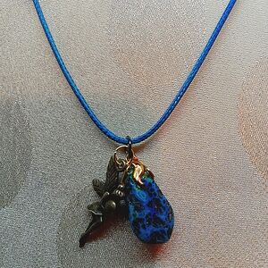 Necklace Fairy & Blue Speckled Vintage Stone Handcrafted